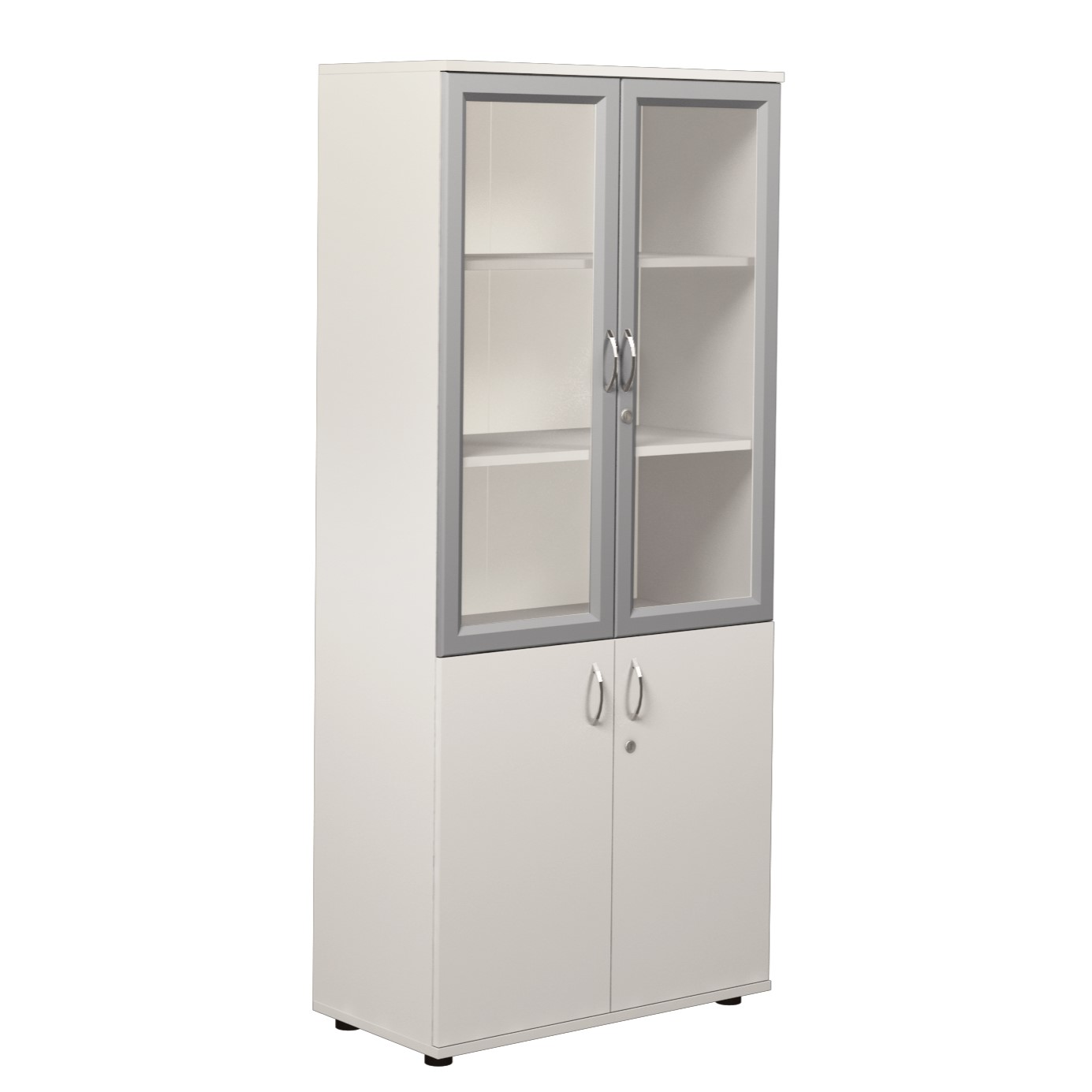 Універсальна шафа зі скляними дверцятами, закрита 4-дверна з полицями, ЛЕЛЕКА, 802x403x1816 мм.